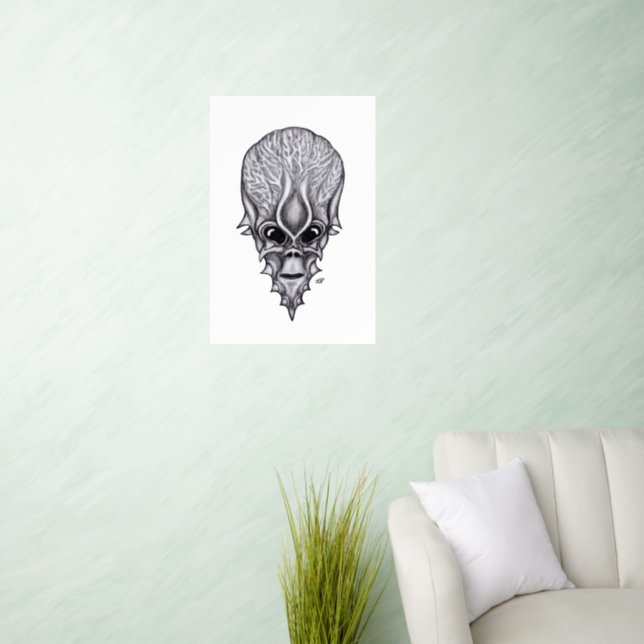 Alien Face , African Skull Facial Reconstruction Wall Decal (Living Room)
