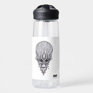 Alien Face , African Skull Facial Reconstruction Water Bottle