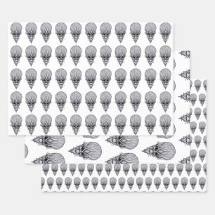 Alien Face , African Skull Facial Reconstruction Wrapping Paper Sheets