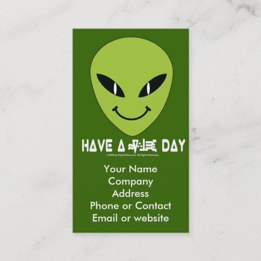Customizable Alien Smiley Face Business - Profile Card Business Card Template