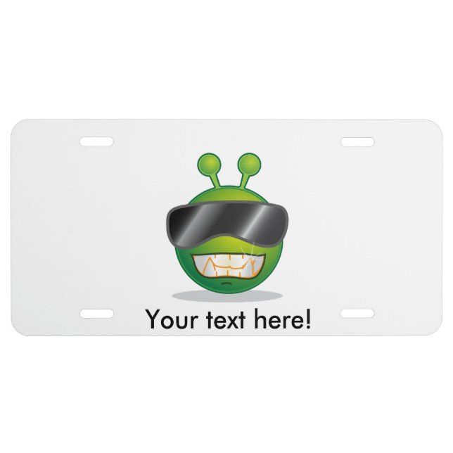Alien face cartoon license plate (Front)
