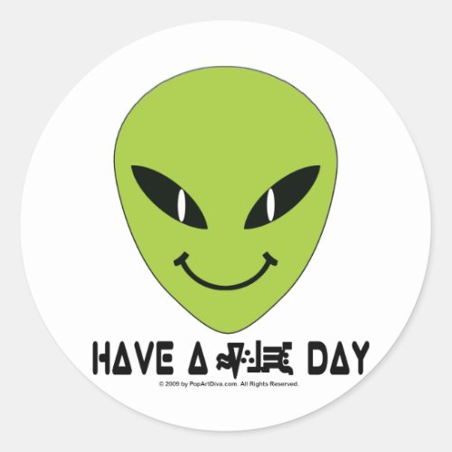 Alien Face Classic Round Sticker