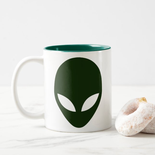 Alien Face Two-Tone Coffee Mug (With Donut)