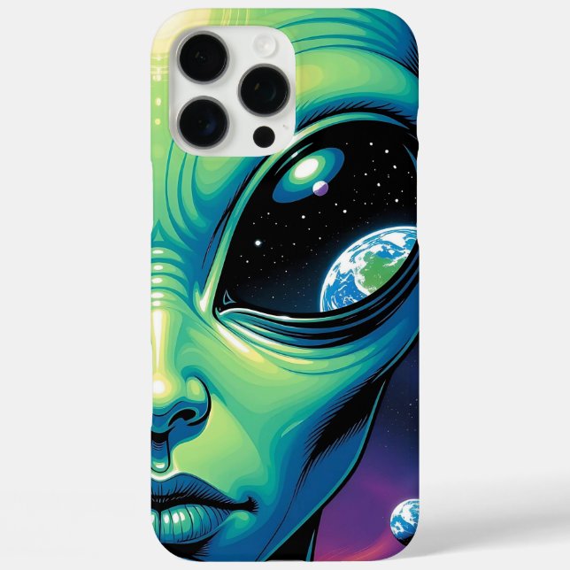 Alien Face with Planets Reflections in Eyes Case-Mate iPhone Case (Back)