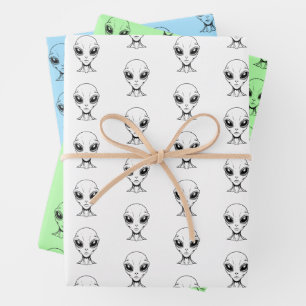 Alien Face Wrapping Paper Sheets