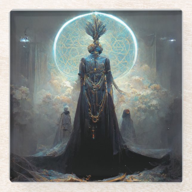 Alien Fae 3 Fantasy Sci-Fi Glass Coaster (Front)