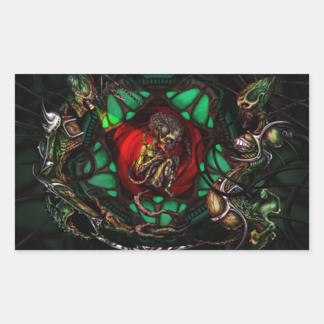 Alien Family Decal Rectangular Sticker (Front)