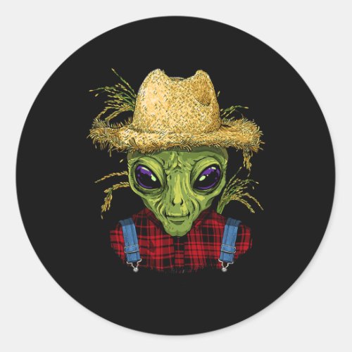 Alien Farmer UFO Alien Outer Space Lover 46 Classic Round Sticker