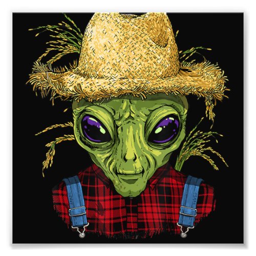 Alien Farmer UFO Alien Outer Space Lover Photo Print
