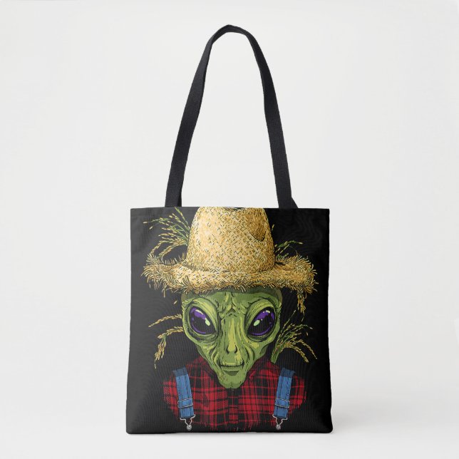 Alien Farmer UFO Alien Outer Space Lover Tote Bag (Front)