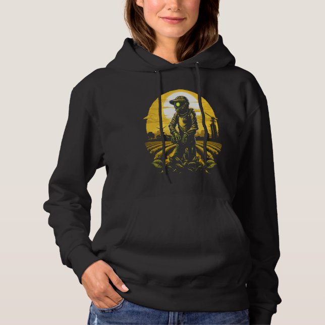 Alien Farmer UFO Extraterrestrial Farming Hoodie (Front)