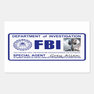 Alien FBI Credentials Rectangular Sticker