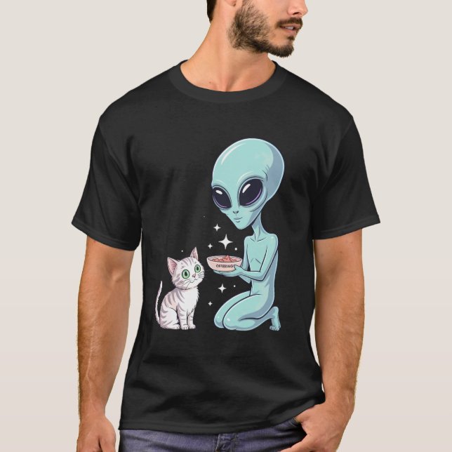 Alien Feeding Cat T-Shirt (Front)