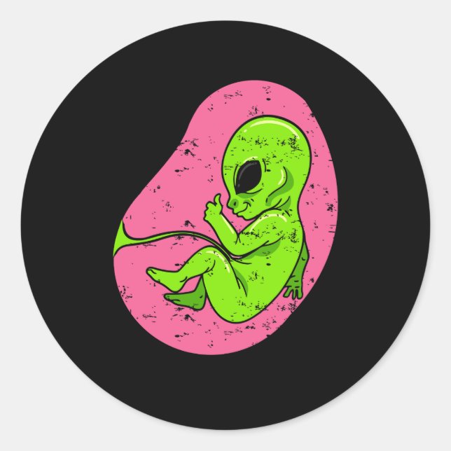 Alien Fetus Embryo Baby Pregnancy Ufo Halloween Co Classic Round Sticker (Front)