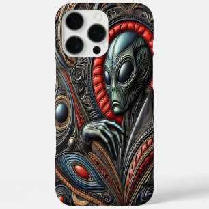 Alien Figure Amid Cosmic Designs iPhone 16 Pro Max Case