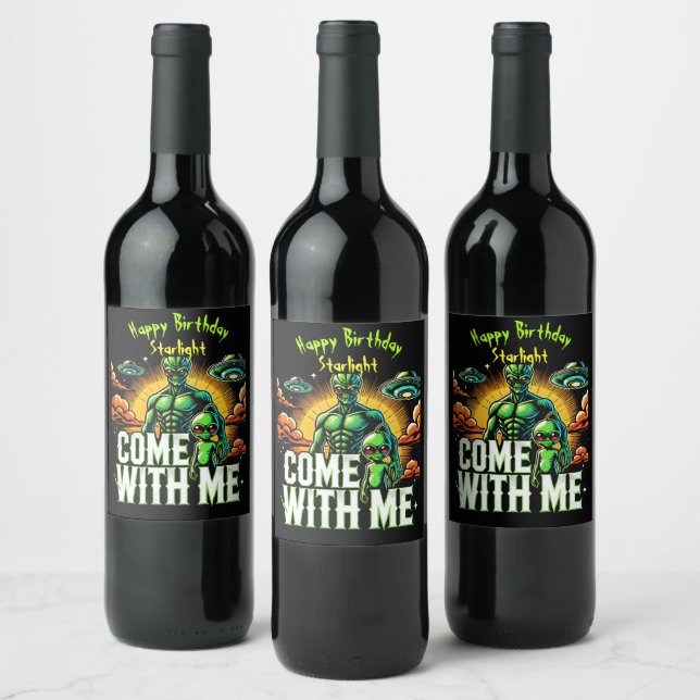 Alien Figures: Adventures in Space Wine Label (Bottles)