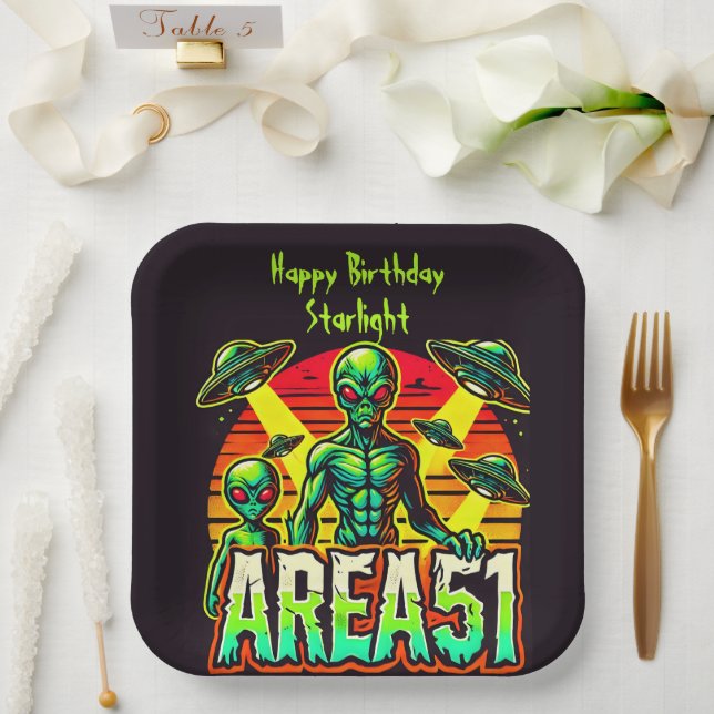 Alien Figures Emerge Near Area 51 Paper Plates (Wedding)