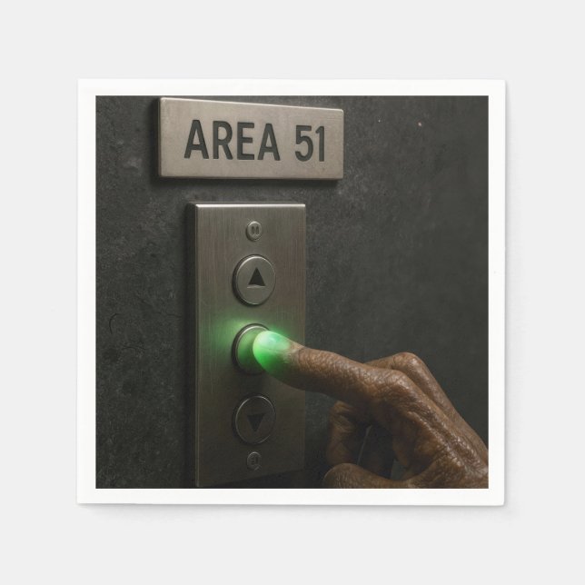 Alien Finger on an Area 51 Elevator Button Napkins (Front)