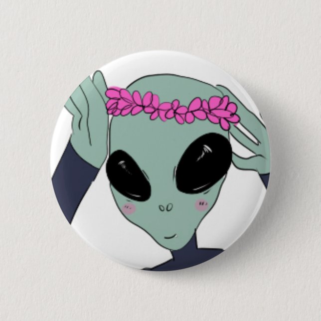 alien flower crown button (Front)