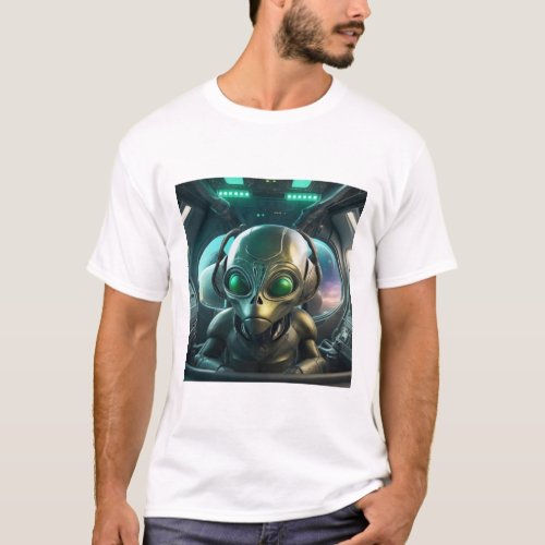 Alien flying his spaceship T_Shirt