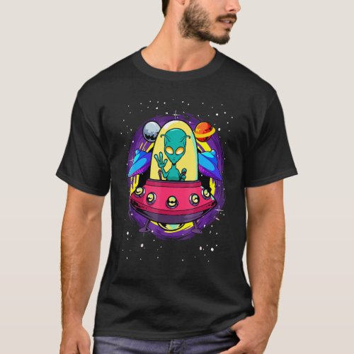 Alien Flying Saucer Peace Outer Space Alien Abduct T_Shirt