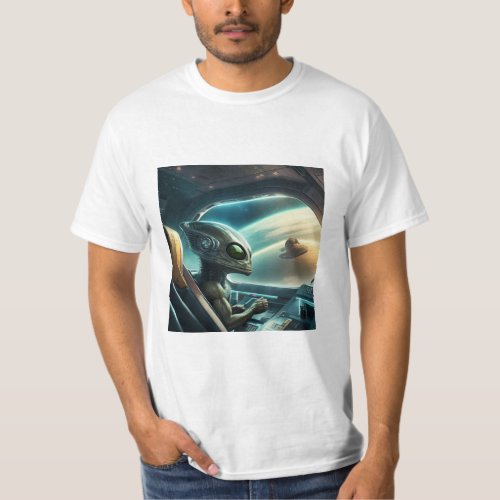 Alien flying space ship T_Shirt