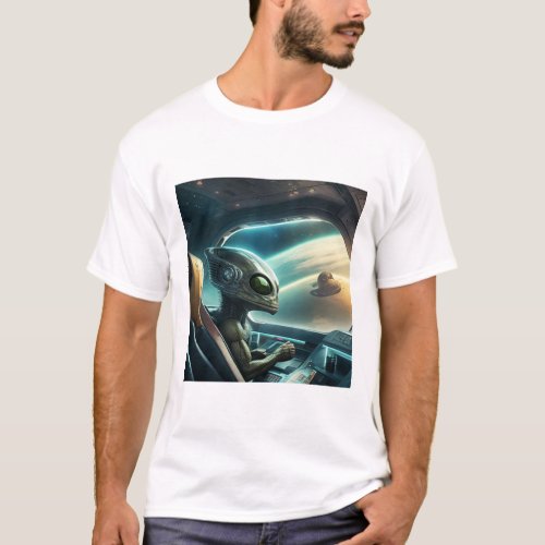 Alien flying spaceship T_Shirt