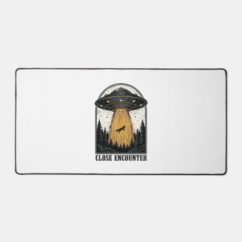 Alien Forest Abduction Vintage UFO Engraving Desk Mat