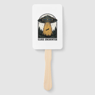 Alien Forest Abduction Vintage UFO Engraving Hand Fan