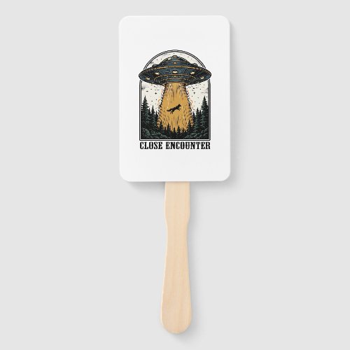 Alien Forest Abduction Vintage UFO Engraving Hand Fan