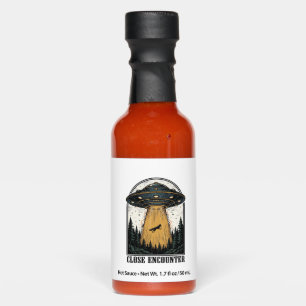 Alien Forest Abduction Vintage UFO Engraving Hot Sauces