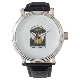 Alien Forest Abduction Vintage UFO Engraving Watch