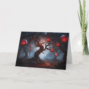 Alien Forest, Glowing Red Orbs "Happy Halloween!" Card