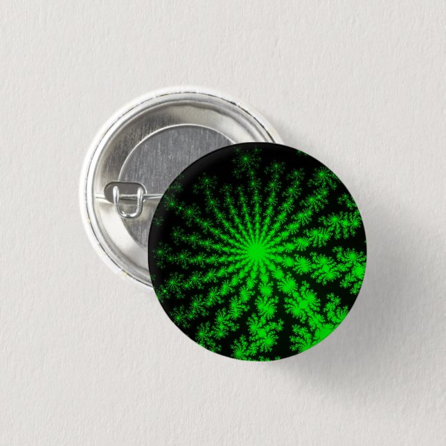 Alien Fractal Burst Pinback Button (Front & Back)