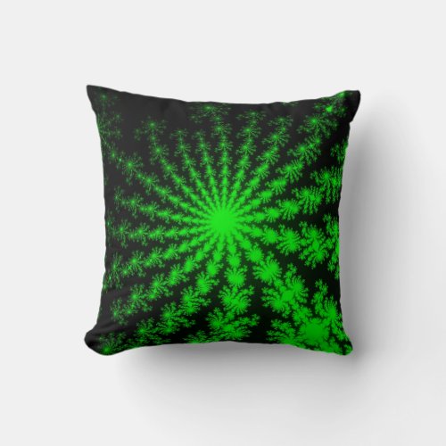 Alien Fractal Burst Throw Pillow