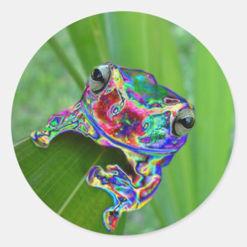 Alien Frog Colorful Digital Art Classic Round Sticker