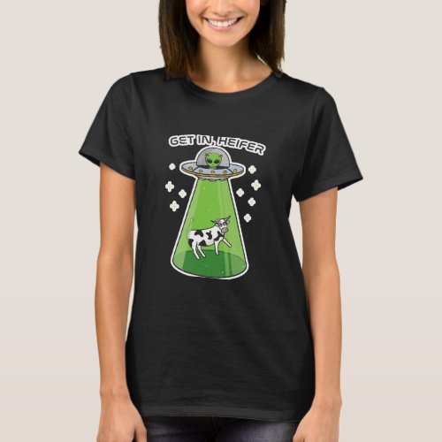 Alien Funny Cow Abduction Ufo Area51 T_Shirt