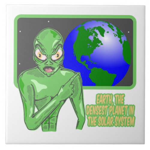 Alien Funny Earth Review Ceramic Tile