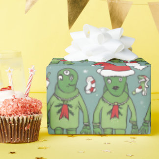 Alien funny holiday gift Christmas wrapping paper