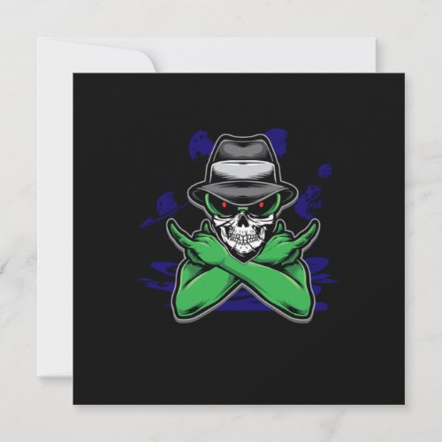 Alien Gangster Skull UFO Believer Aliens Gift Invitation