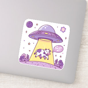 Alien gen Z cow abduction Sticker
