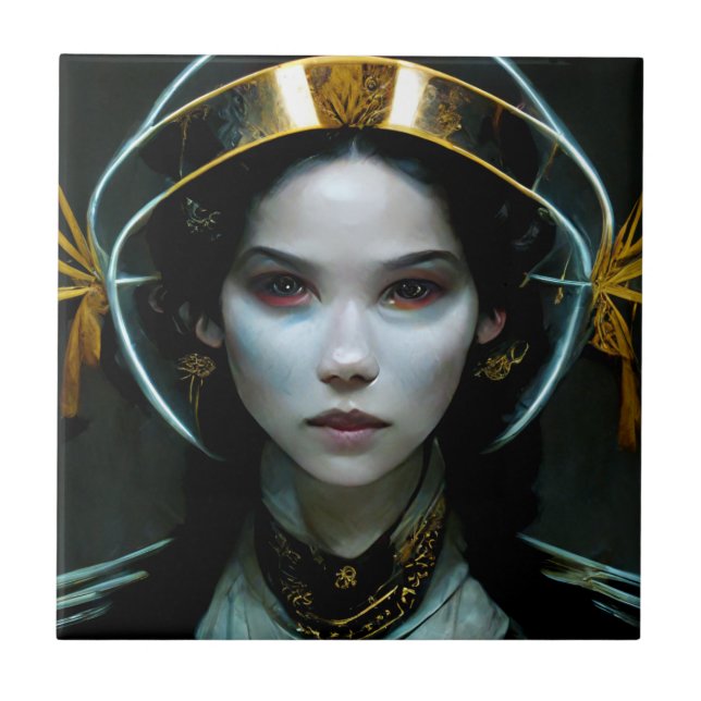 Alien Girl 2 Science Fiction Ceramic Tile (Front)