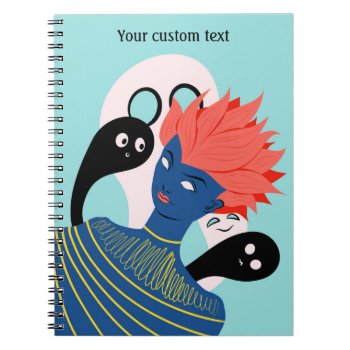 Alien Girl With Spooky Ghosts Imaginary Friends Notebook by borianag at Zazzle