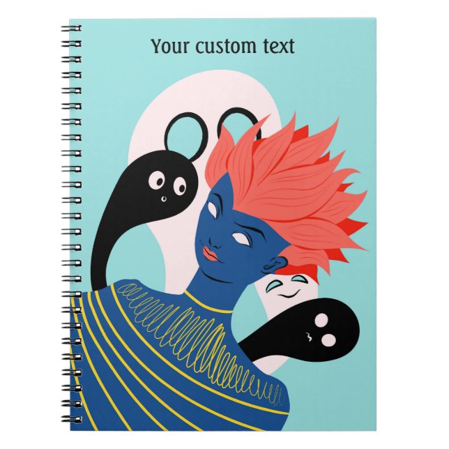 Alien Girl With Spooky Ghosts Imaginary Friends Notebook (Front)