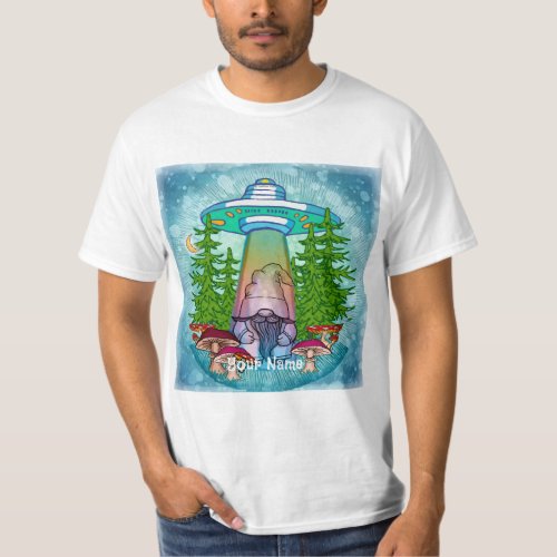 Alien Gnome Abduction custom name T_Shirt 