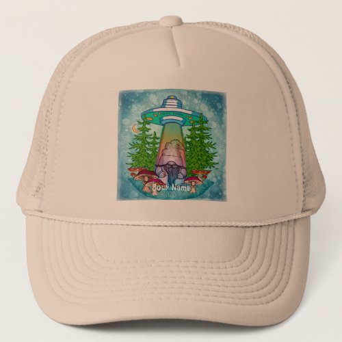 Alien Gnome Abduction custom name  Trucker Hat