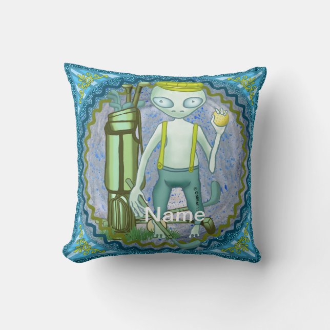 Alien Golf   Throw Pillow (Front)