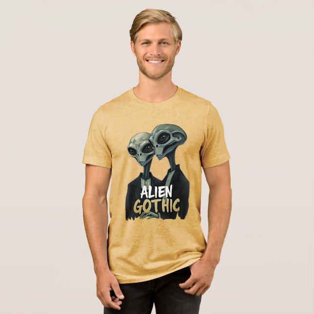 Alien Gothic Tri-Blend Shirt – Retro Meets Whimsy (Front Full)