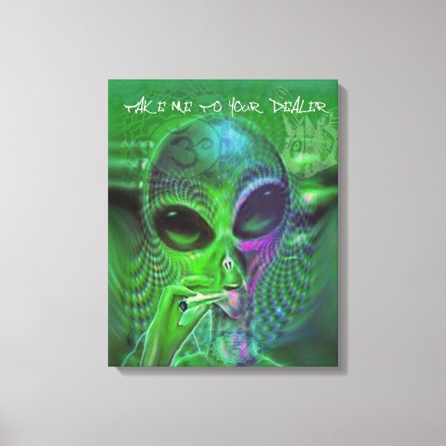 ALIEN GRAFFITI CANVAS TAKE ME TO YOUR DEALER RETRO PRINT (Front)