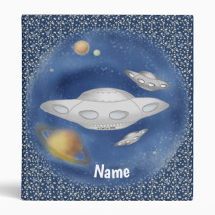 Alien Gray Spaceship 3 Ring Binder